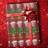Grappig Joe Biden Elf Custom Gezicht Kerstmis Cadeaupapier