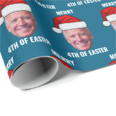 Grappig Joe Biden Happy 4th of Easter Christmas Bl Cadeaupapier (Rol Hoek)