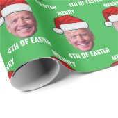 Grappig Joe Biden Happy 4th van Pasen Kerstmis Cadeaupapier (Rol Hoek)