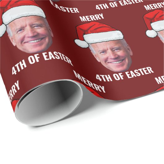 Grappig Joe Biden Happy 4th van Pasen Kerstmis Cadeaupapier (Rol Hoek)
