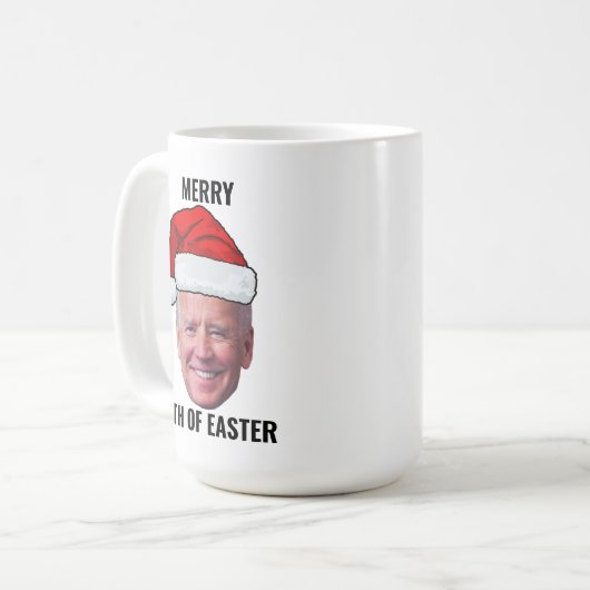 Grappig Joe Biden Happy 4th van Pasen Kerstmis Koffiemok (Voorkant links)
