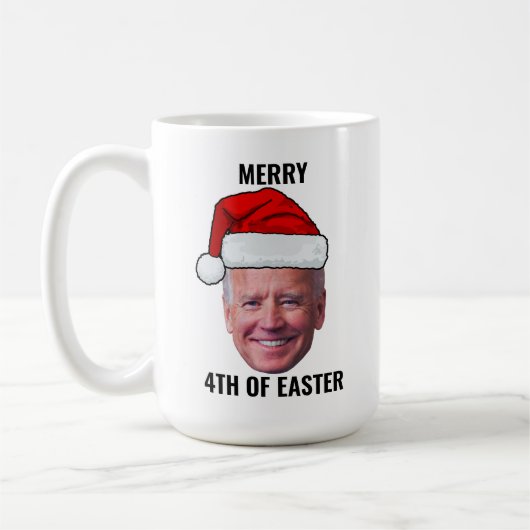 Grappig Joe Biden Happy 4th van Pasen Kerstmis Koffiemok (Links)