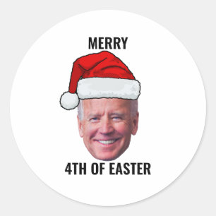 Grappig Joe Biden Happy 4th van Pasen Kerstmis Ronde Sticker