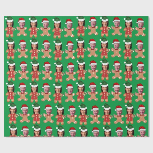 Grappig Joe Biden Kamala Harris Face Gingerbread Cadeaupapier (Vlak)