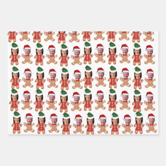 Grappig Joe Biden Kamala Harris Face Gingerbread Inpakpapier Vel (Voorkant 2)