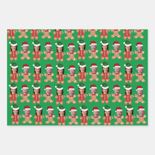 Grappig Joe Biden Kamala Harris Face Gingerbread Inpakpapier Vel (Voorkant)