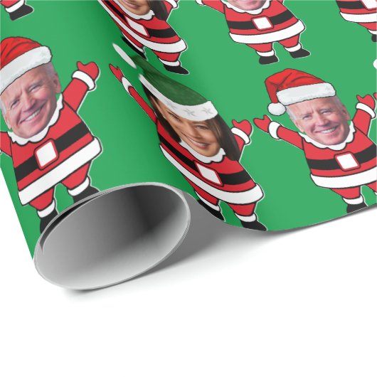 Grappig Joe Biden Kamala Harris Santa Custom Face Cadeaupapier (Rol Hoek)