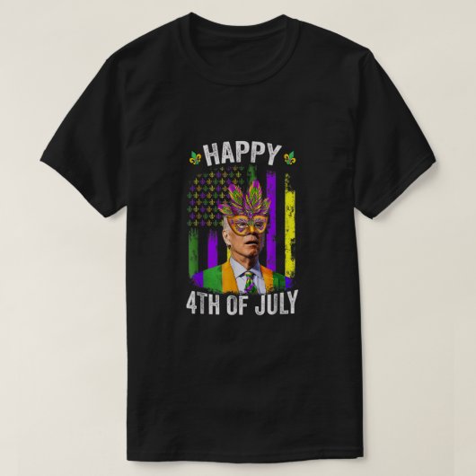 Grappig Joe Biden Mardi Gras Shena, 4 juli T-shirt (Design voorkant)