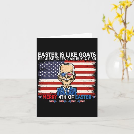 Grappig Joe Biden Merry 4th van Pasen Design Vierd Kaart (Gele Bloem)