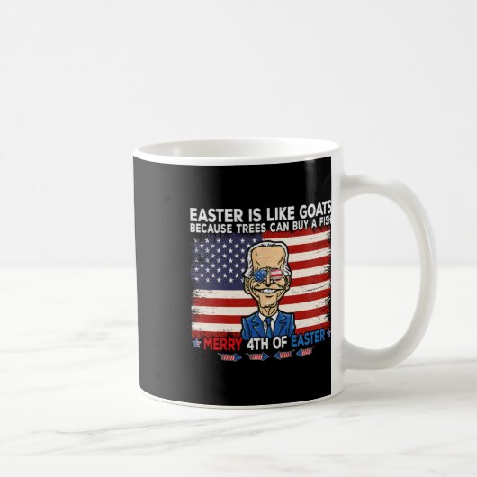 Grappig Joe Biden Merry 4th van Pasen Design Vierd Koffiemok (Rechts)