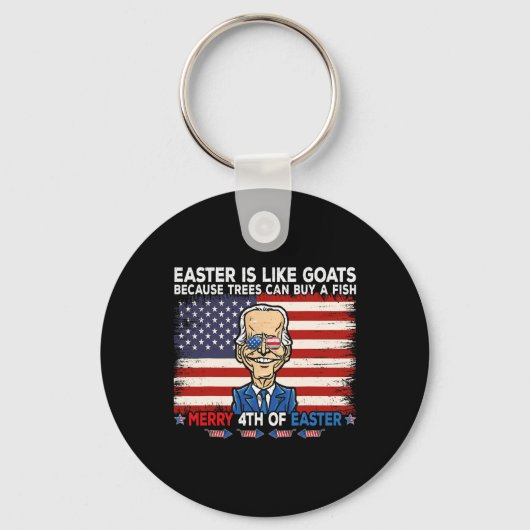 Grappig Joe Biden Merry 4th van Pasen Design Vierd Sleutelhanger (Voorkant)