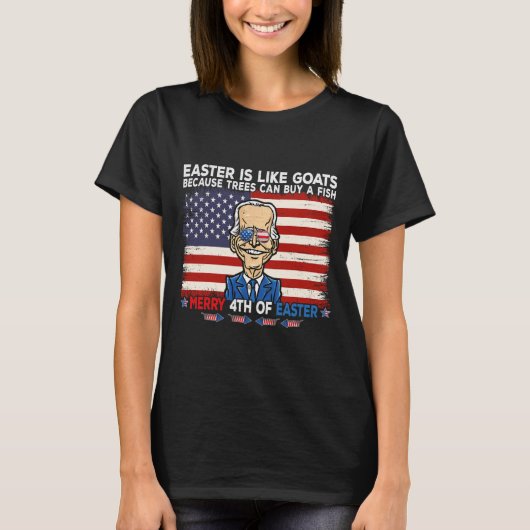 Grappig Joe Biden Merry 4th van Pasen Design Vierd T-shirt (Voorkant)