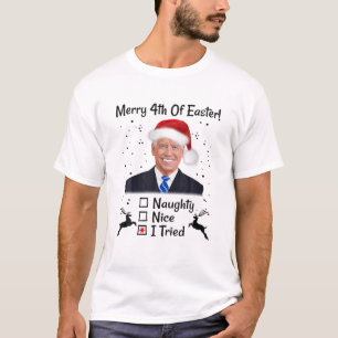 Grappig Joe Biden Merry 4th van Pasen met een leli T-shirt