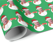 Grappig Joe Biden Sneeuwman Custom Face Foto Xmas Cadeaupapier (Rol Hoek)