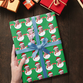 Grappig Joe Biden Sneeuwman Custom Face Foto Xmas Cadeaupapier