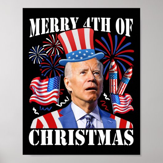 Grappig Joe Biden Vrolijk 4e van Kerstmis 4e van j Poster (Voorkant)