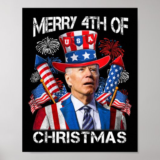 Grappig Joe Biden Vrolijk 4e van Kerstmis 4e van j Poster (Voorkant)