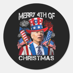 Grappig Joe Biden Vrolijk 4e van Kerstmis 4e van j Ronde Sticker