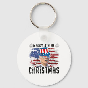 Grappig Joe Biden Vrolijk 4e van Kerstmis 4e van j Sleutelhanger