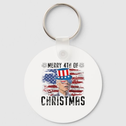 Grappig Joe Biden Vrolijk 4e van Kerstmis 4e van j Sleutelhanger (Voorkant)