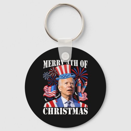 Grappig Joe Biden Vrolijk 4e van Kerstmis 4e van j Sleutelhanger (Voorkant)