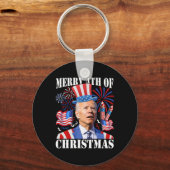 Grappig Joe Biden Vrolijk 4e van Kerstmis 4e van j Sleutelhanger (Voorkant)