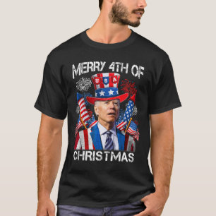 Grappig Joe Biden Vrolijk 4e van Kerstmis 4e van j T-shirt