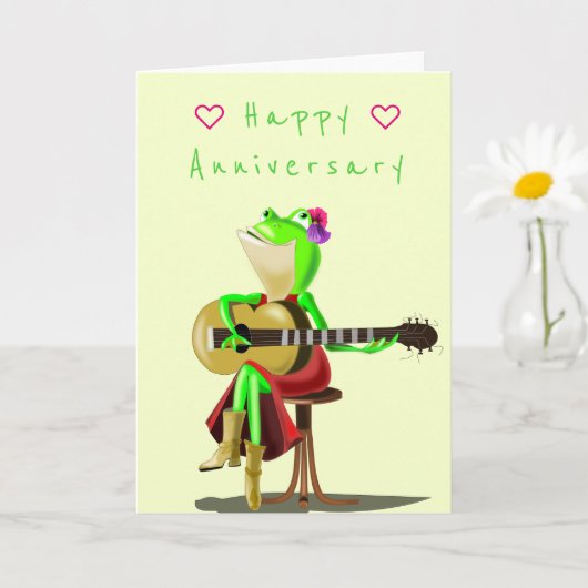 Grappig Jubileum Kaart Frog gitaar speler (Kleine Plant)