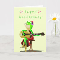 Grappig Jubileum Kaart Frog gitaar speler