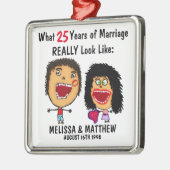 Grappig Jubileum Quote met Cartoon Metalen Ornament (Links)