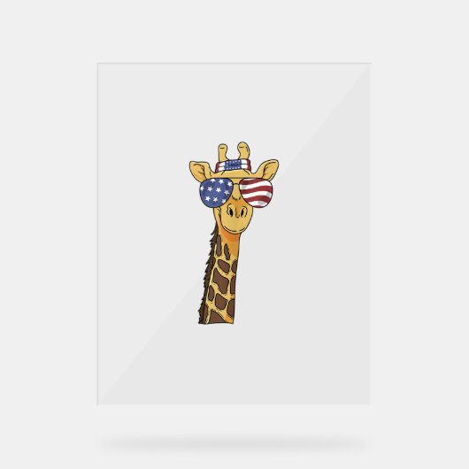 Grappig Juli 4th US Flag Patriottische Giraffe Acryl Bord (Voorkant)