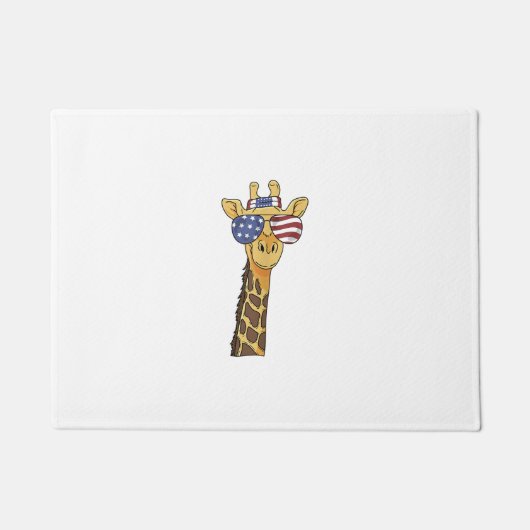 Grappig Juli 4th US Flag Patriottische Giraffe Deurmat (Voorkant)