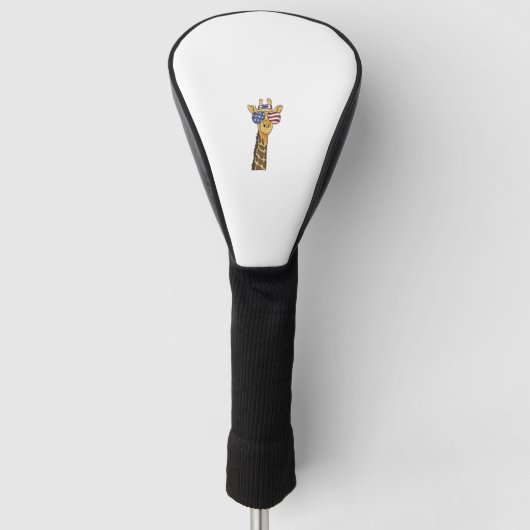Grappig Juli 4th US Flag Patriottische Giraffe Golfheadcover (Voorkant)