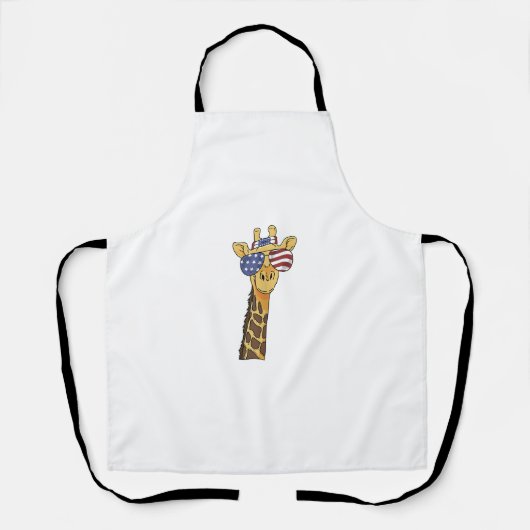 Grappig Juli 4th US Flag Patriottische Giraffe Schort (Voorkant)