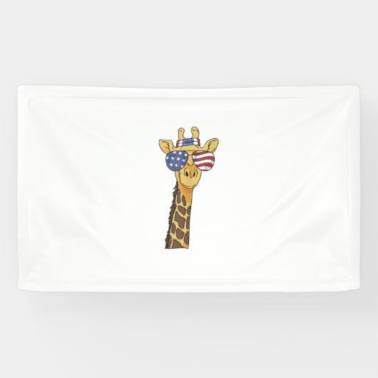 Grappig Juli 4th US Flag Patriottische Giraffe Spandoek (Horizontaal)