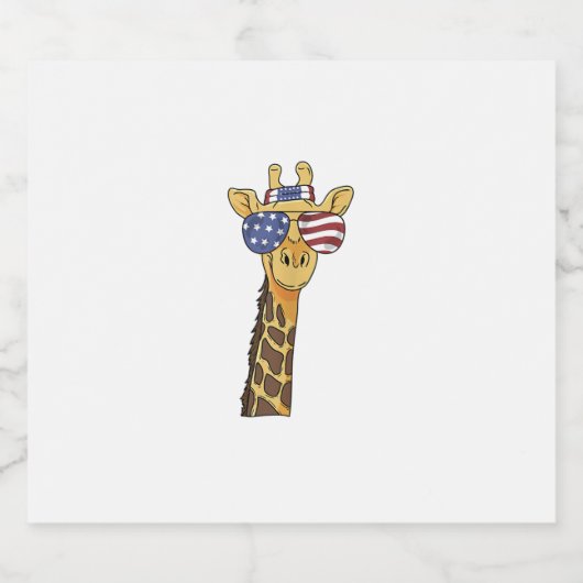 Grappig Juli 4th US Flag Patriottische Giraffe Sparkling Wijnetiket (Enkel label)