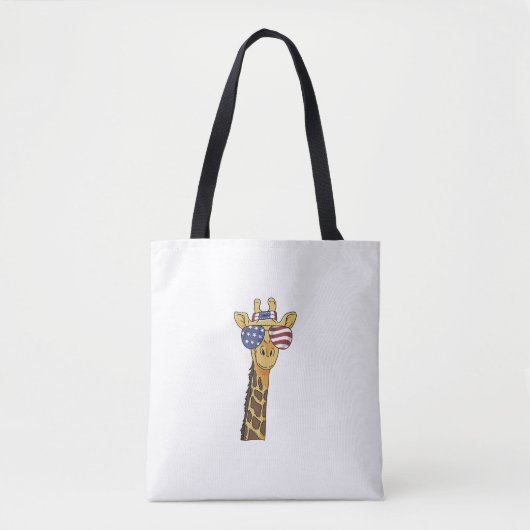 Grappig Juli 4th US Flag Patriottische Giraffe Tote Bag (Voorkant)