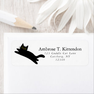 Grappig Jumping Acrobat Zwarte Kat Art Silhouet Etiket