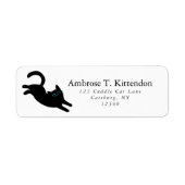 Grappig Jumping Acrobat Zwarte Kat Art Silhouet Etiket (Voorkant)