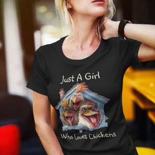 Grappig "Just A Girl Who Loves Chickens" Graphic T-shirt