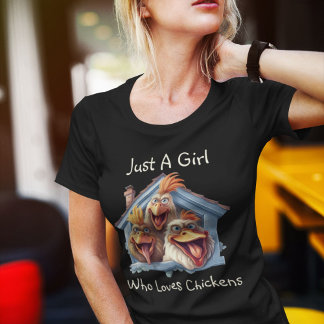 Grappig "Just A Girl Who Loves Chickens" Graphic T-shirt