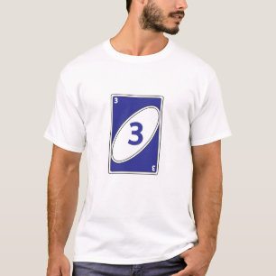 Grappig kaartspel T-shirt   Blauw nummer 3 Kaart