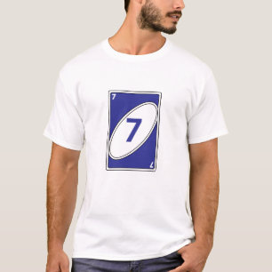 Grappig kaartspel T-shirt   Blauw nummer 7 Kaart