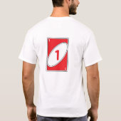 Grappig kaartspel T-shirt | Rood nummer 1 Kaart (Achterkant)