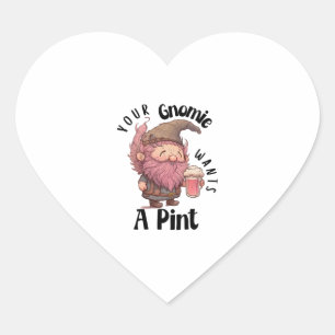 Grappig kabouter Drink bierpun Uw kabouter wil een Hart Sticker