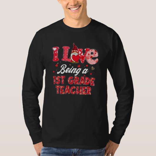 Grappig kabouter Ik hou ervan om een 1e klas leraa T-shirt (Voorkant)