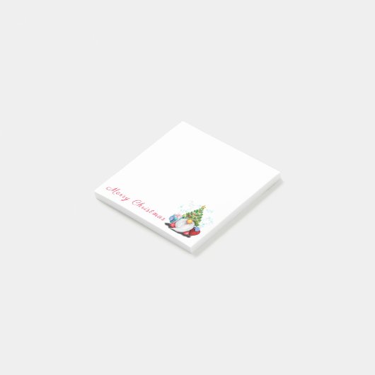 Grappig kabouter met kerstboom Pet en cadeau Post-it® Notes (Schuin)