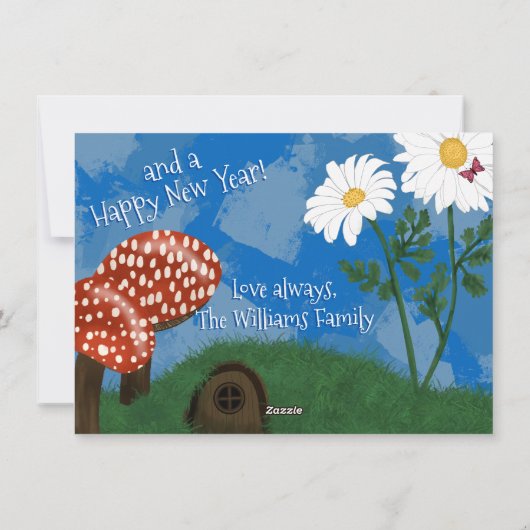 Grappig kabouter uw familie van drie vrolijke kers feestdagenkaart (Achterkant)