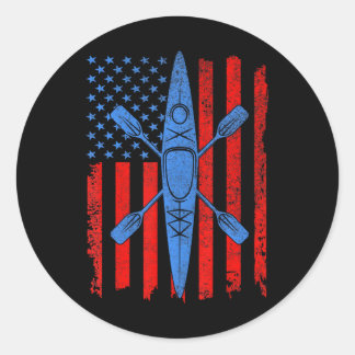 Grappig kajakken voor coole Amerikaanse vlag kajak Ronde Sticker
