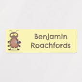 Grappig kakkerlak cartoon karakter gepersonaliseer labels (Design 2)